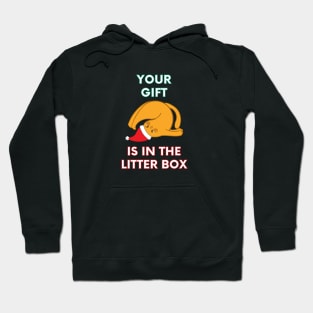 Your Gift is in the Litter Box - Funny Christmas Cat (Dark) Hoodie